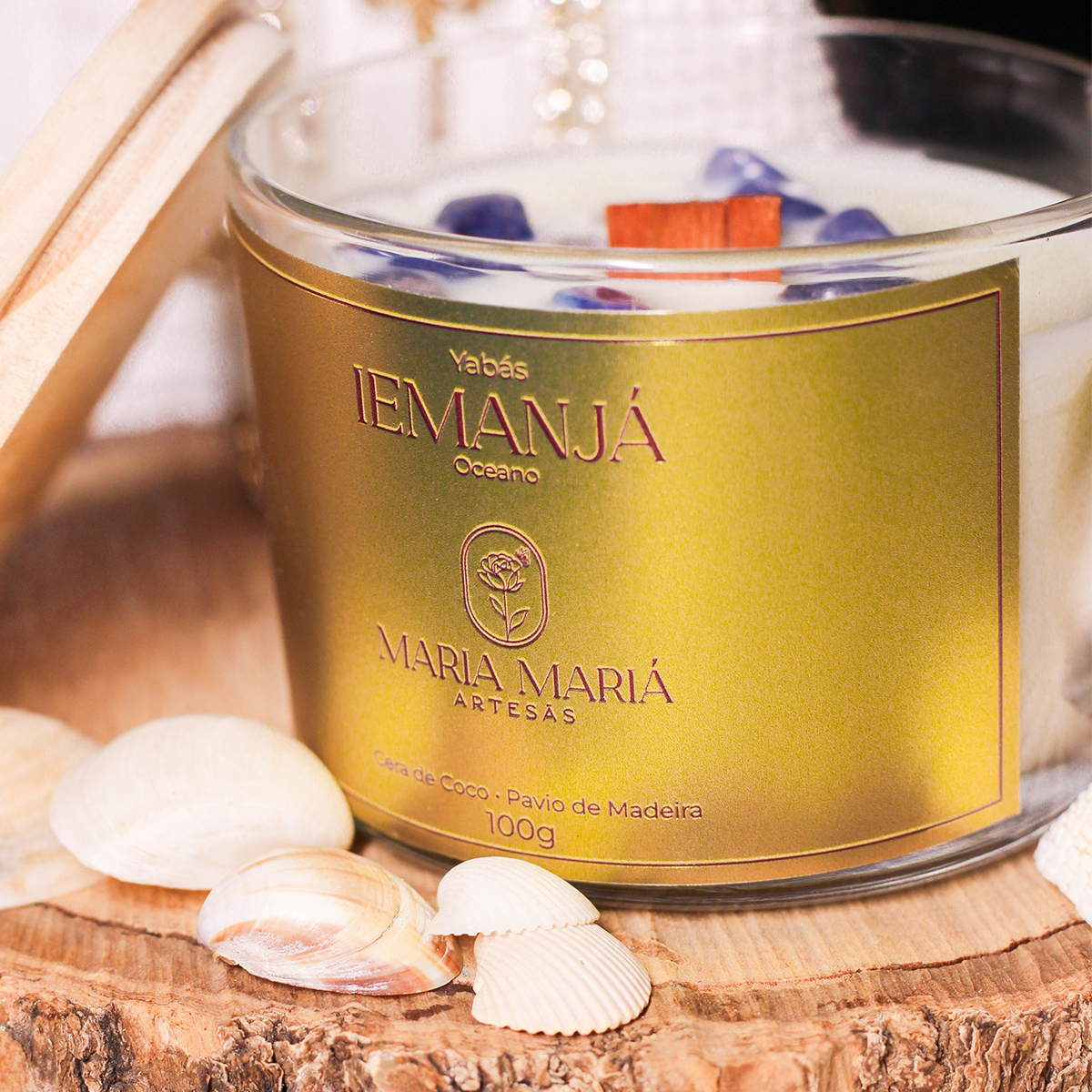 Vela Aromática Artesanal Iemanjá Oceano 100g | Coleção Yabás - Imagem 4