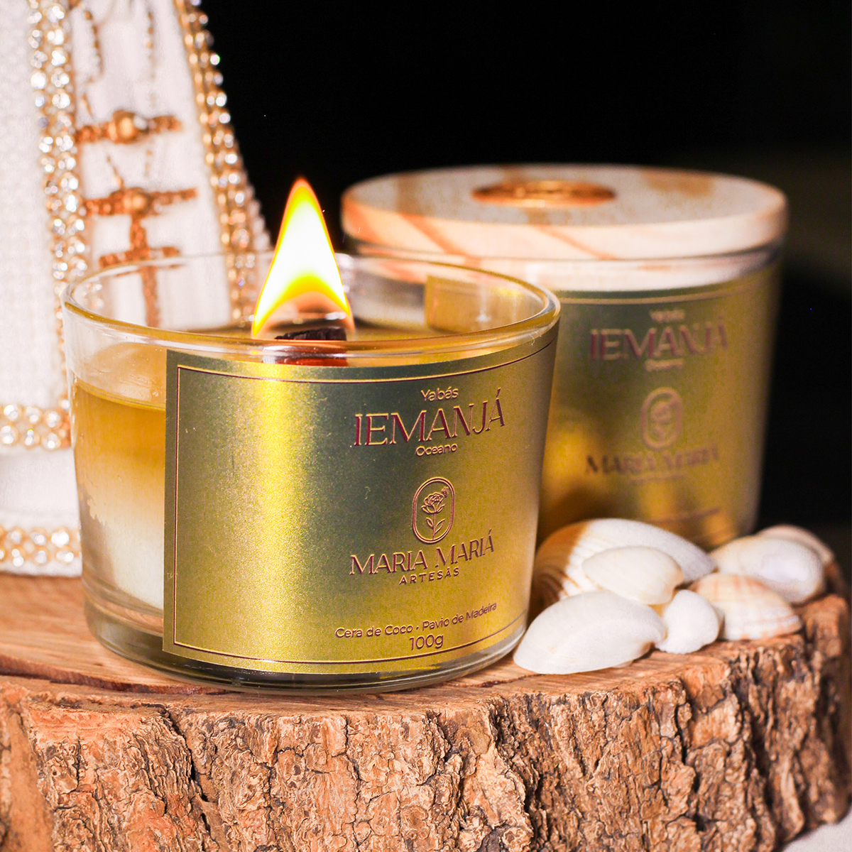 Vela Aromática Artesanal Iemanjá Oceano 100g | Coleção Yabás - Imagem 5