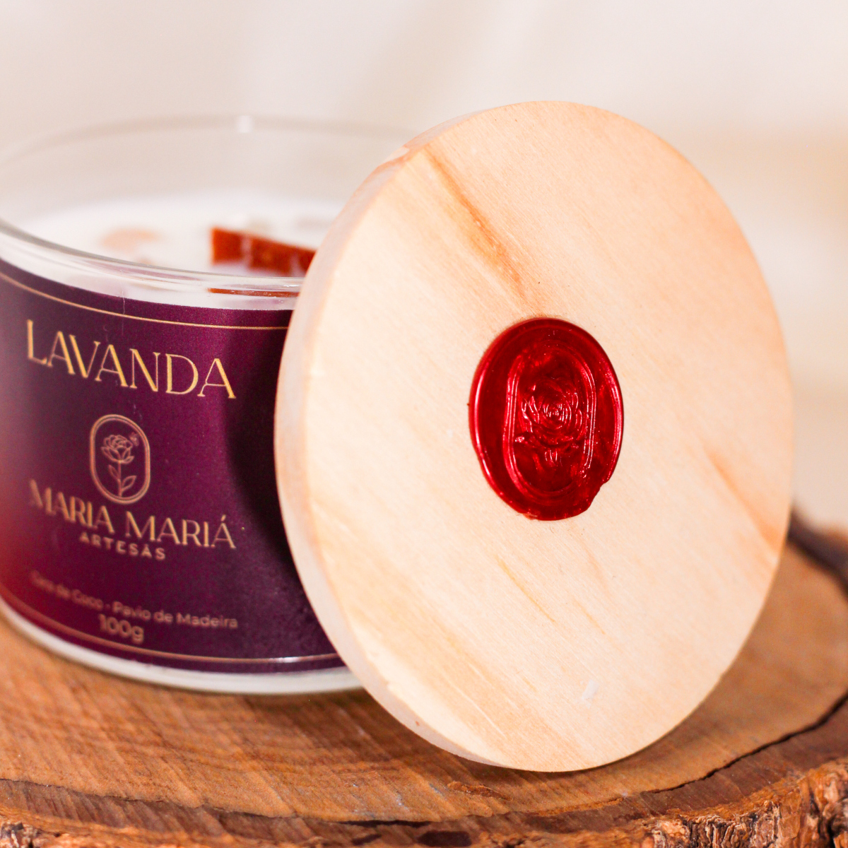 Vela Aromática Artesanal de Lavanda Francesa 100g - Imagem 3